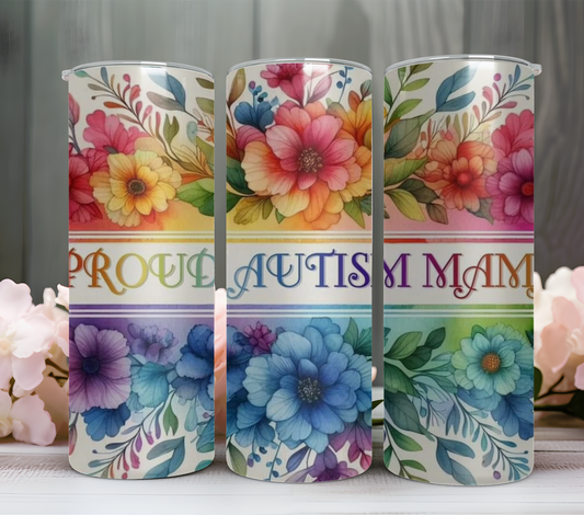 20oz Proud Autism Mama Flower