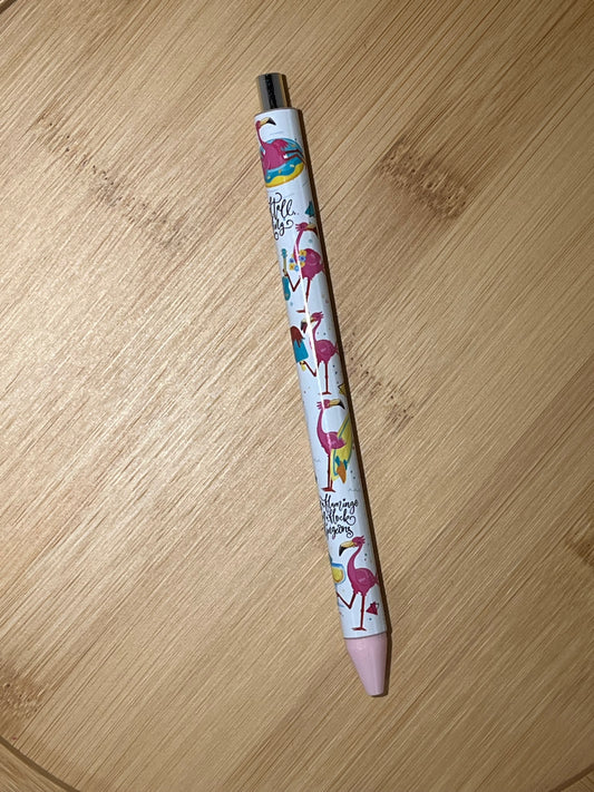 VINYL PEN: Flamingo on Light Pink Base