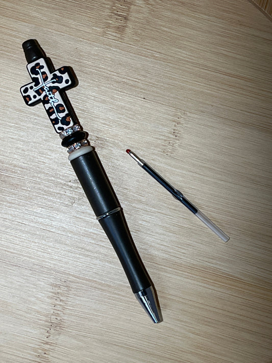 BEAD PEN: Brown Leopard Faith