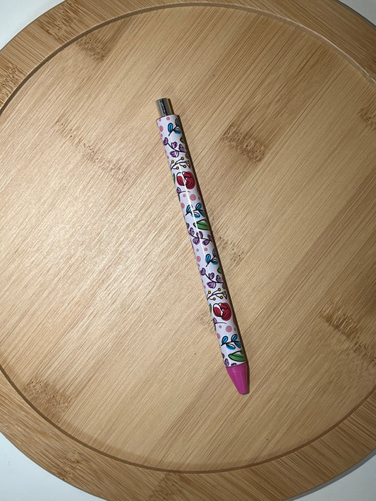 VINYL PEN: Floral on Pink Base