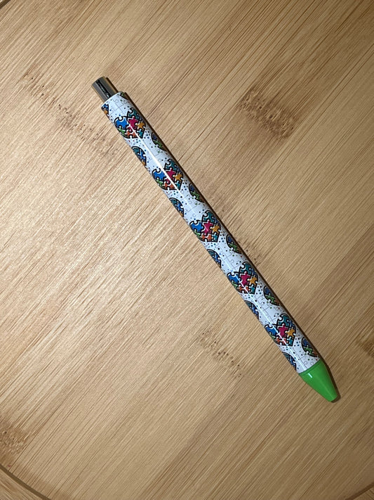 VINYL PEN: Autism Heart on Green Base