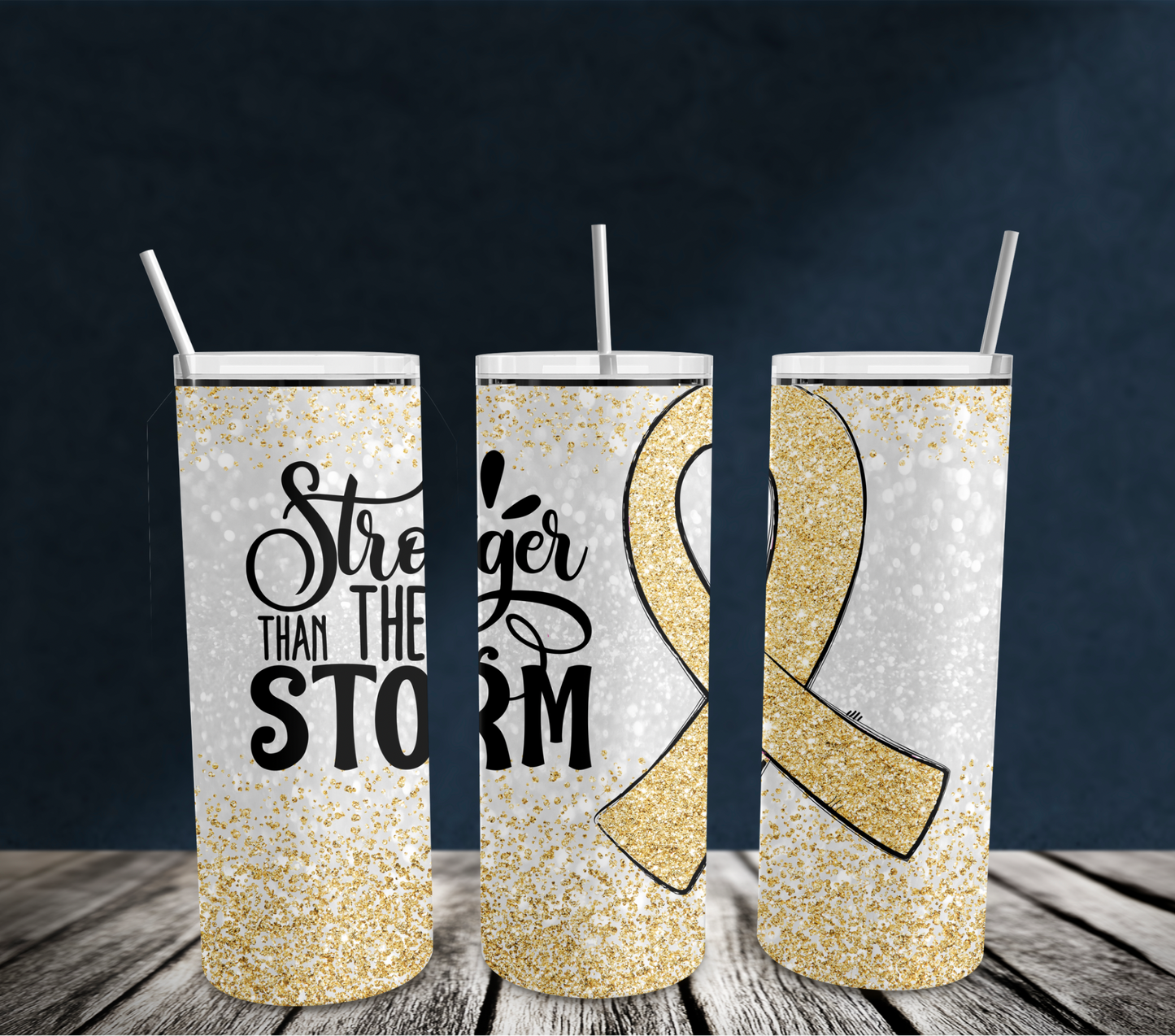 20oz: Stronger than the storm - Gold Ribbon