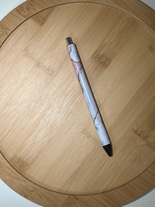 VINYL PEN: Pink Marble on Black Base